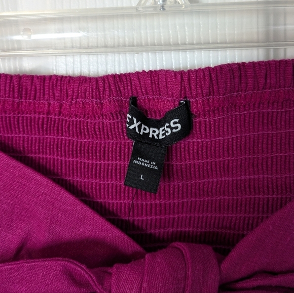 NWT Express Linen Tie-Front Smocked Bandeau Tube Top in Purple Sizes‎ M and L - Picture 2 of 7